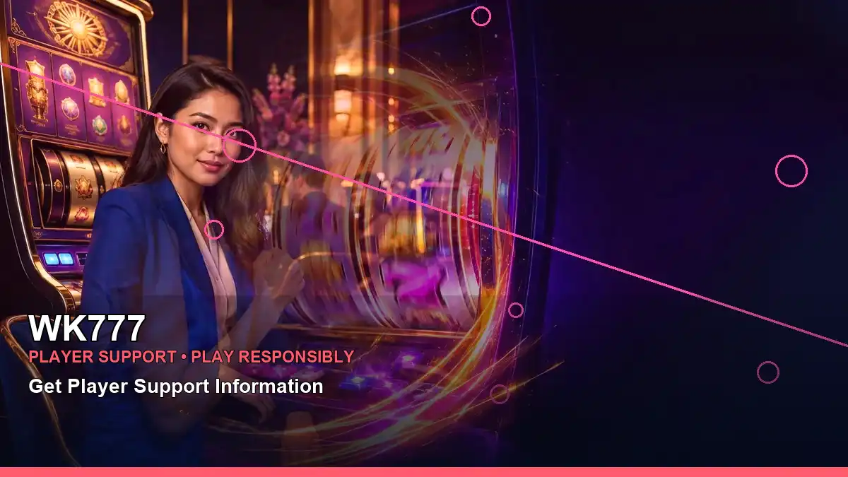 WK777 party online slot games featuring an adult Filipina casino host with a left close-up composition