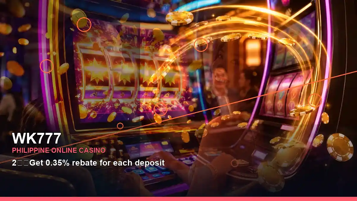 WK777 reels casino bonus games featuring an adult Filipina casino host with a left-diagonal composition