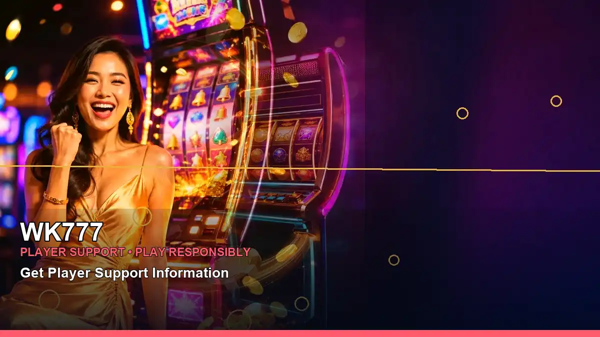 WK777 luxury online slot games featuring an adult Filipina casino host with a left close-up composition